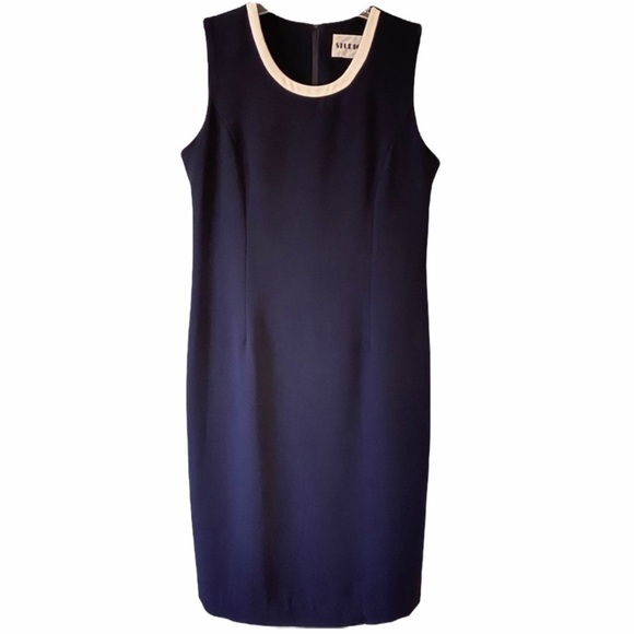 Vintage Dresses & Skirts - Vintage Dress Navy Blue White Collar Audrey Hepburn Style Sz 8/10